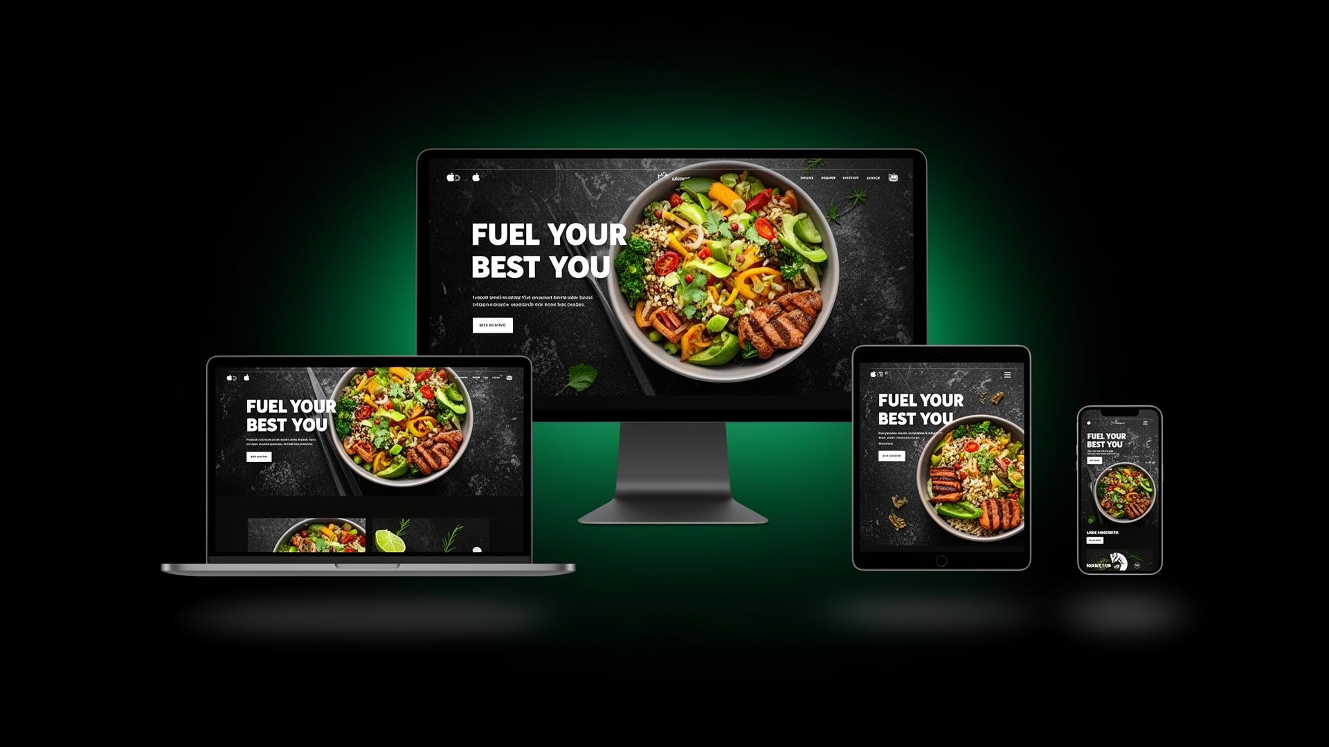 Premium website mockups across desktop, laptop, tablet and phone